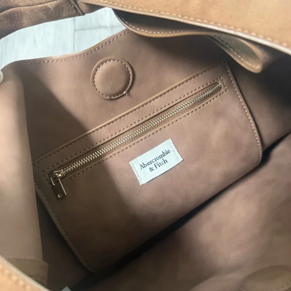 Abercrombie & Fitch Vegan Suede Hobo Tote Bag Purse - Picture 4 of 4